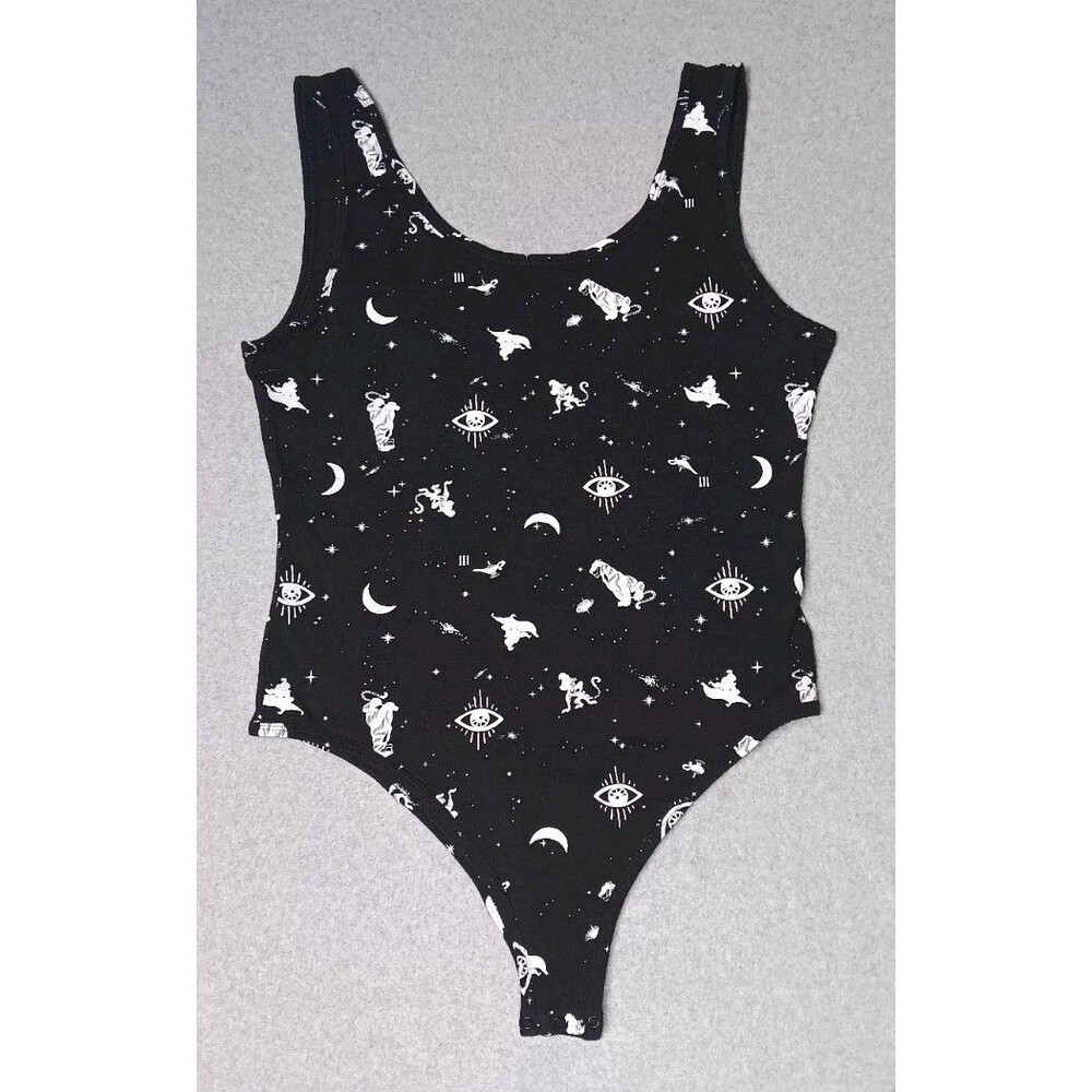 Disney Love Tribe Aladin Celestial Bodysuit XL Black White Disneybound Goth Boho